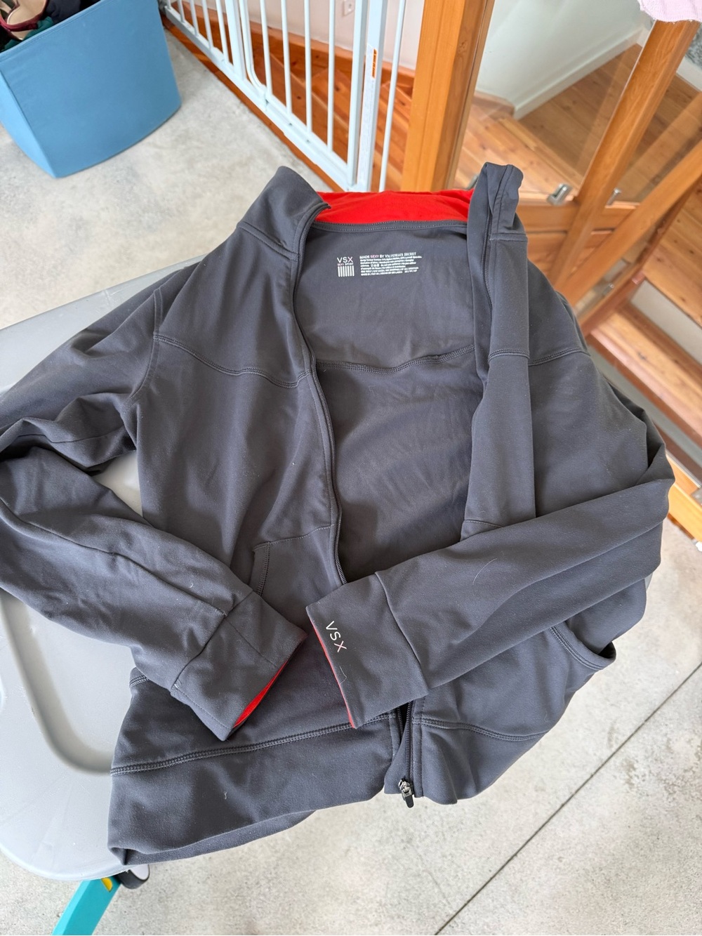 VSX Charcoal Jacket with orange Interior Trim and matching yoga pants 2000s